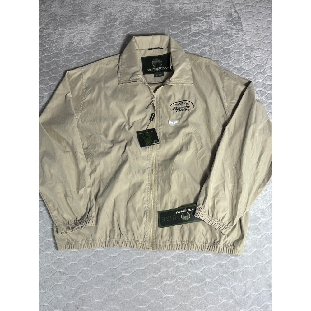 Vintage Weatherproof Kentucky Derby 127 Jacket Mens XL Tan Full Zip Lightweight